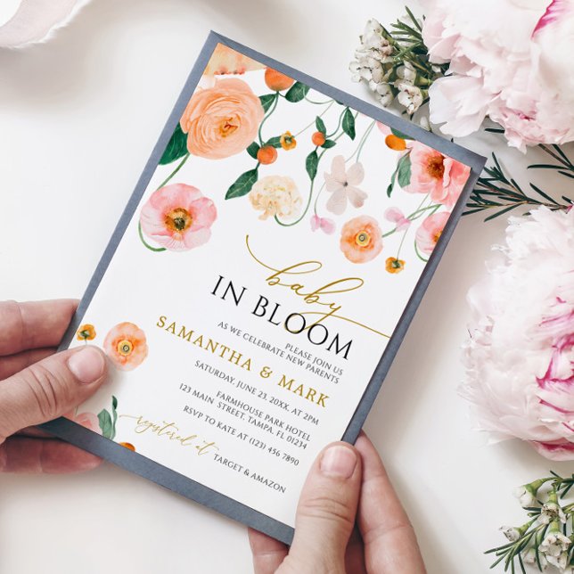 Baby in Bloom Poppies Fleurs Douche Invitation (Créateur téléchargé)