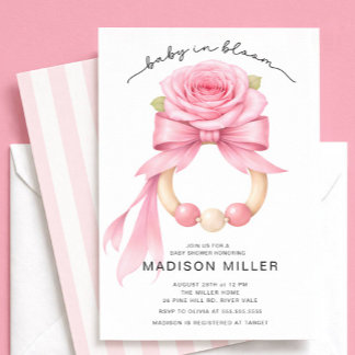 Baby in Bloom Rose Baby Shower Invitation