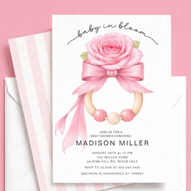 Baby in Bloom Rose Baby Shower Invitation (Créateur téléchargé)