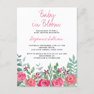 Baby in Bloom rose Baby shower Invitation Carte po