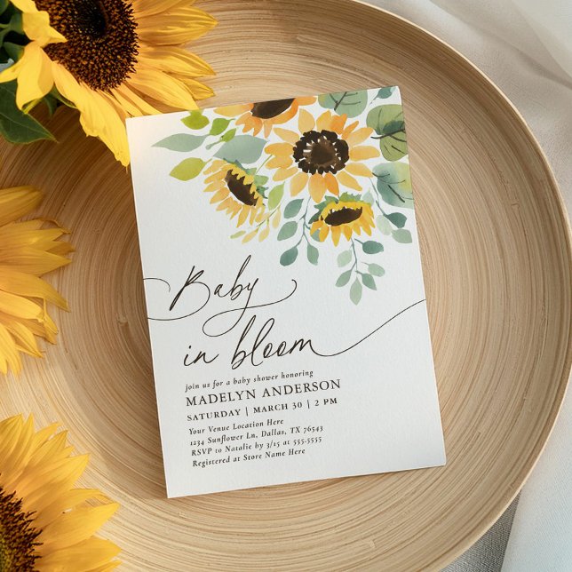 Baby in Bloom Sunflower Baby shower Invitation (Créateur téléchargé)