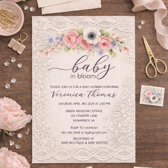 Baby in Bloom Sweet Floral Baby Shower Invitation (Créateur téléchargé)