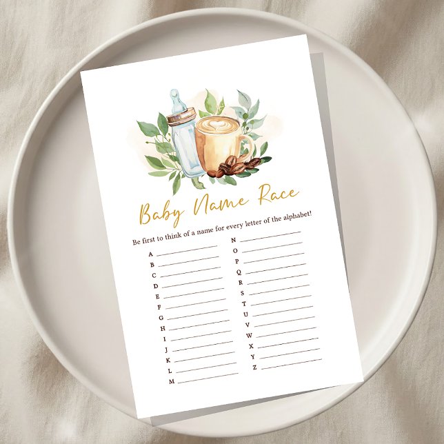 Baby is Brewing Coffee Baby Shower Name Race Game (Créateur téléchargé)
