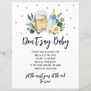 Baby is Brewing Greenery Ne pas dire Baby sign Jeu