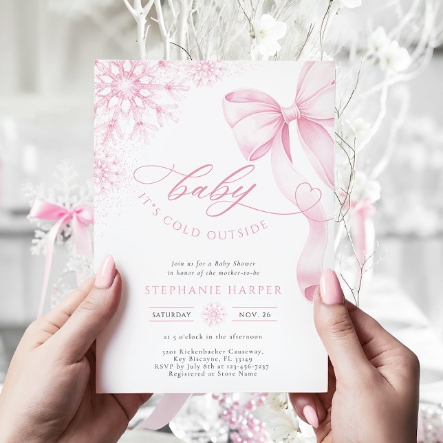 Baby It’s Cold Outside Pink Baby shower Invitation (Créateur téléchargé)