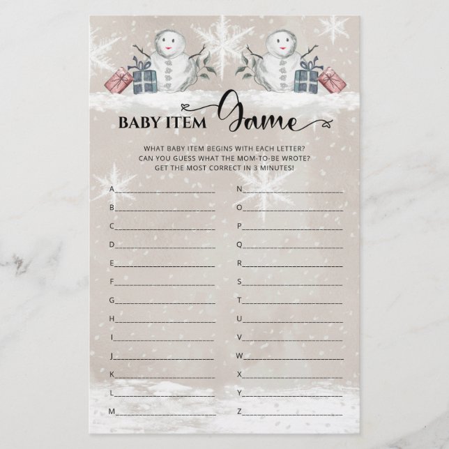 Baby Item Jeu Baby shower Snowman (Devant)