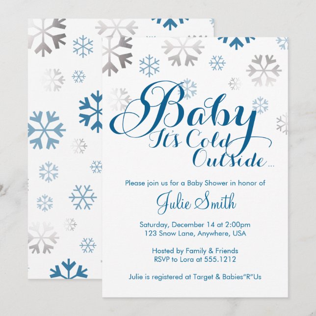 Baby It's Cold Outside Baby shower Invitation (Devant / Derrière)