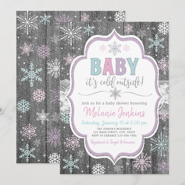 Baby It's Cold Outside Baby shower Invitation (Devant / Derrière)