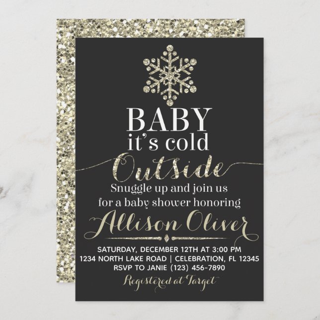 Baby It's Cold Outside Baby shower Invitation (Devant / Derrière)