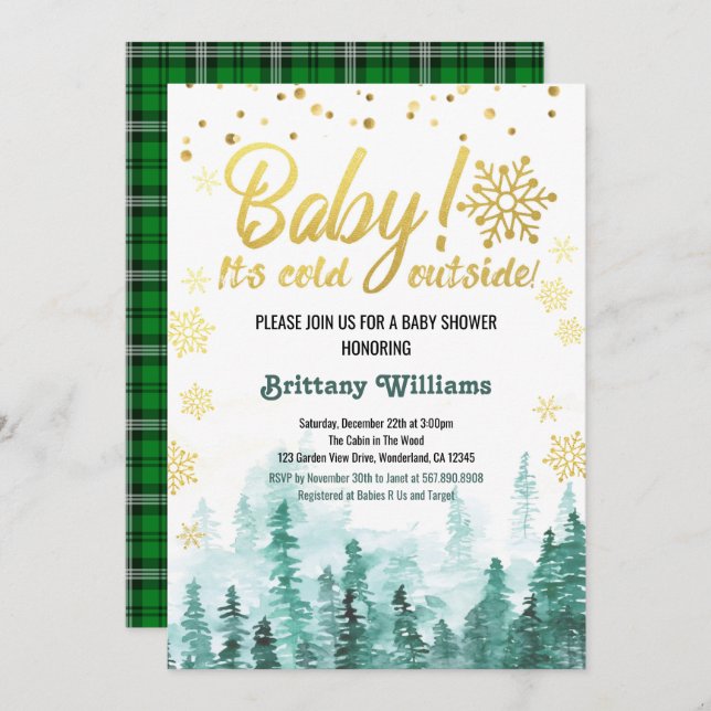 Baby It's Cold Outside Baby shower Invitation (Devant / Derrière)