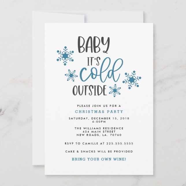 Baby It's Cold Outside Christmas Party Invitation (Devant)