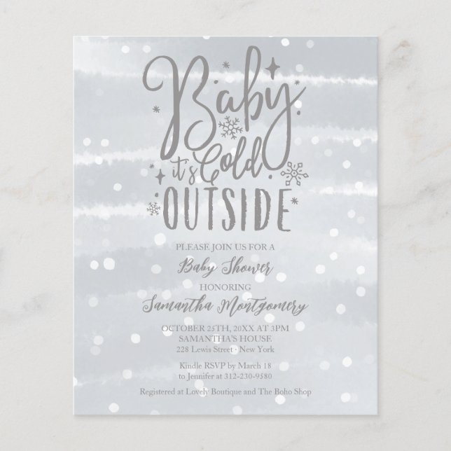 Baby It's Cold Outside Grey Baby shower Invitation (Devant)