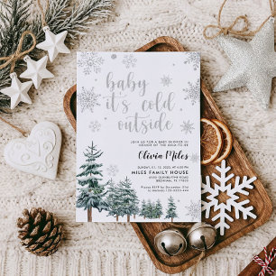 Baby It's Cold Outside invitation hiver argent