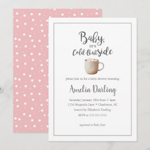 Baby It's Cold Outside Pink Baby shower Invitation