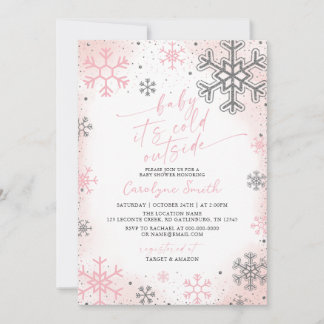 Baby Its Cold Outside Pink Baby Shower Invitation