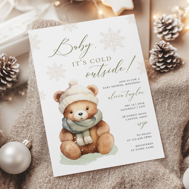 Baby it's Cold Outside Sage Baby shower Invitation (Créateur téléchargé)
