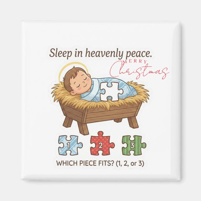 Baby Jesus Jigsaw Puzzle Pattern Game Magnet (Devant)