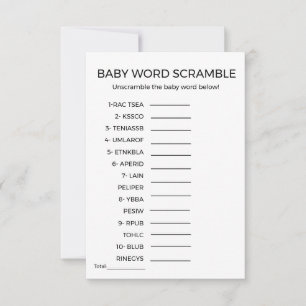 BABy jeu de baby shower de course de mot