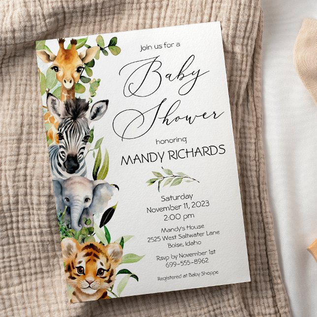 Baby Jungle Animaux Baby shower Invitation (Créateur téléchargé)