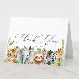 Baby Jungle Animaux Carte de remerciements