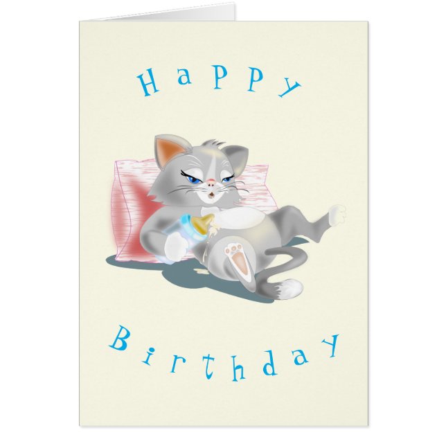 Baby Kitten Manger du lait - Joyeux anniversaire V (Devant)