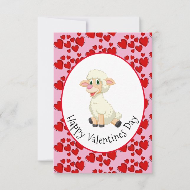 Baby Lamb And Hearts Carte de Saint-Valentin pour  (Devant)
