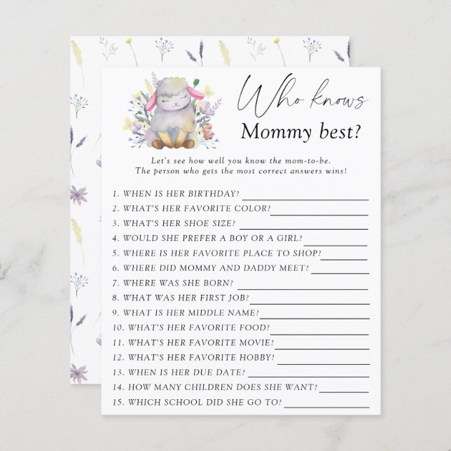 Baby Lamb - Qui connaît maman meilleur jeu (Devant / Derrière)