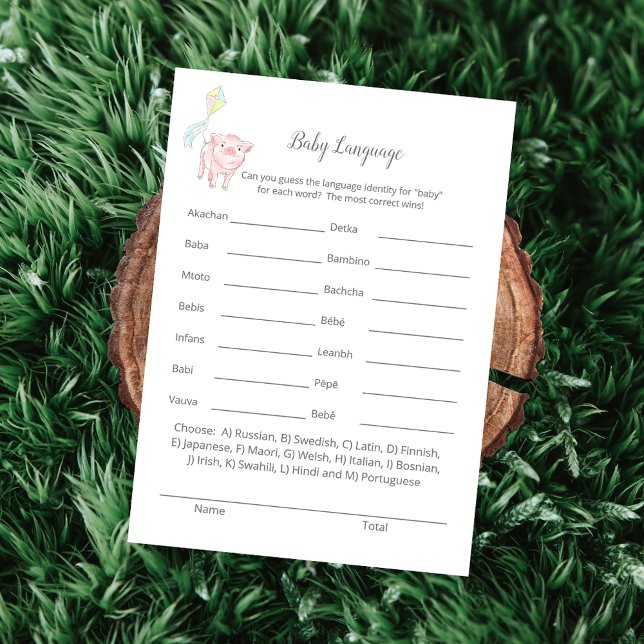 Baby Language Baby Sprinkle Game Card (Créateur téléchargé)