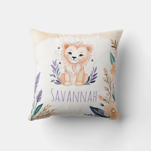 Baby Lion Cub Nursery Coussin Boho Conception - (Verso)