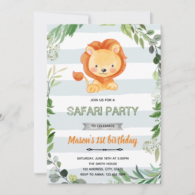 Baby lion douche invitation anniversaire (Devant)