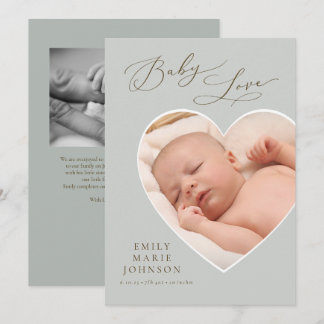 Baby Love Coeur neutre Faire-part de naissance pho