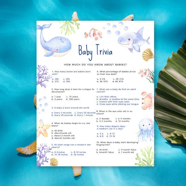 Baby-marine Quiz Baby Shower sous la mer (Créateur téléchargé)