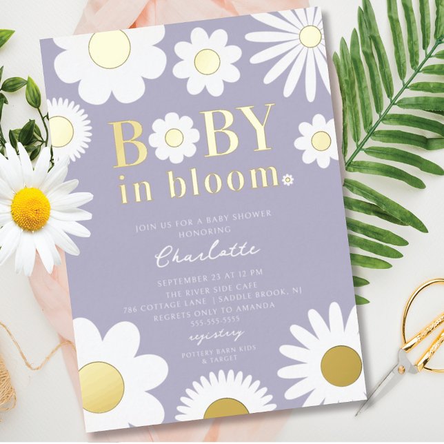 Baby Moderne En Fleur Baby shower Foil Invitation (Créateur téléchargé)