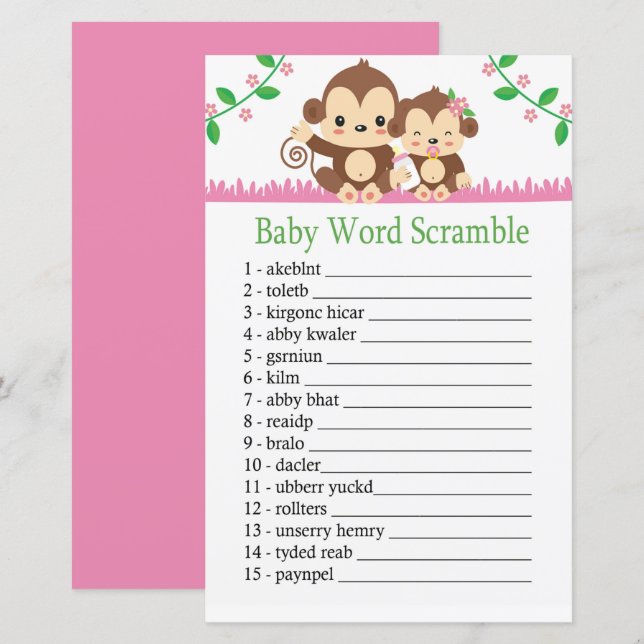 Baby Monkey Baby jeu de brouillage de mot (Devant / Derrière)