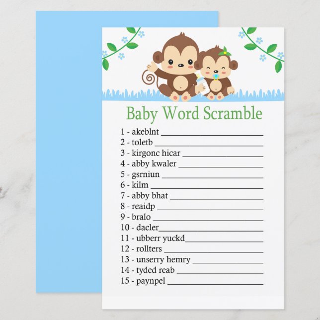Baby Monkey Baby jeu de brouillage de mot (Devant / Derrière)