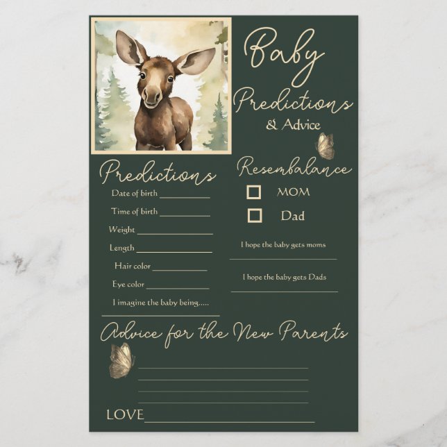 Baby Moose Neutral Baby Predictions Carte de conse (Devant)