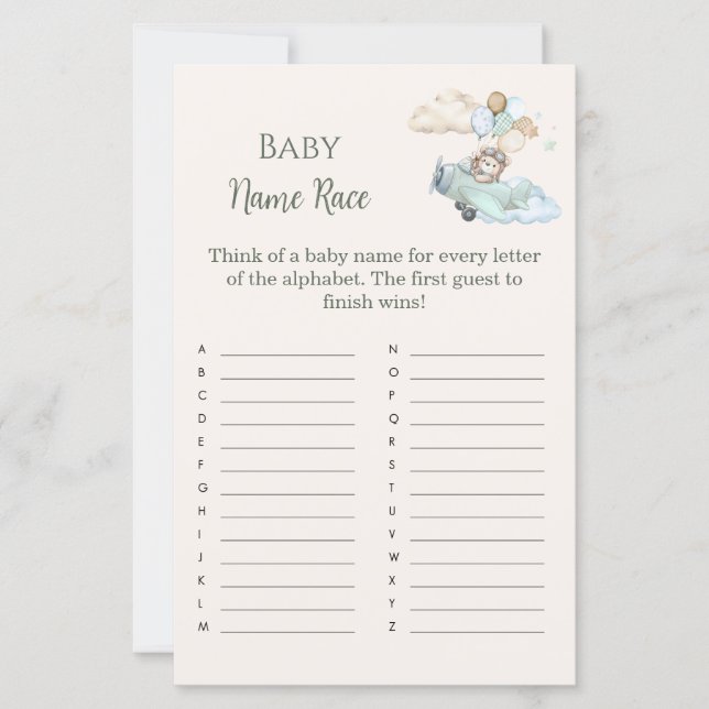Baby Name Race Bearly Wait Airplane Boy Game (Devant)