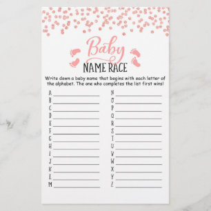 Baby Name Race Jeu Baby shower partie