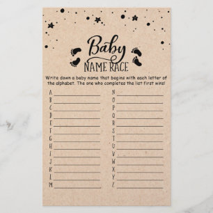 Baby Name Race Jeu Baby shower partie