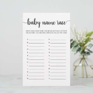 Baby Name Race Jeu Baby shower partie