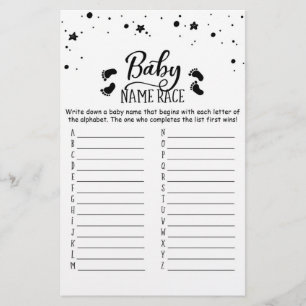 Baby Name Race Jeu Baby shower partie