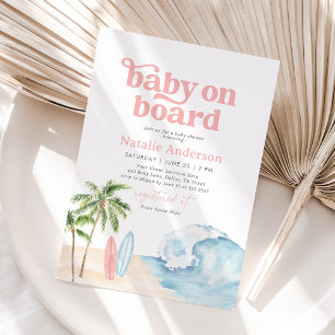 Baby on Board Beach Surf Baby shower Invitation