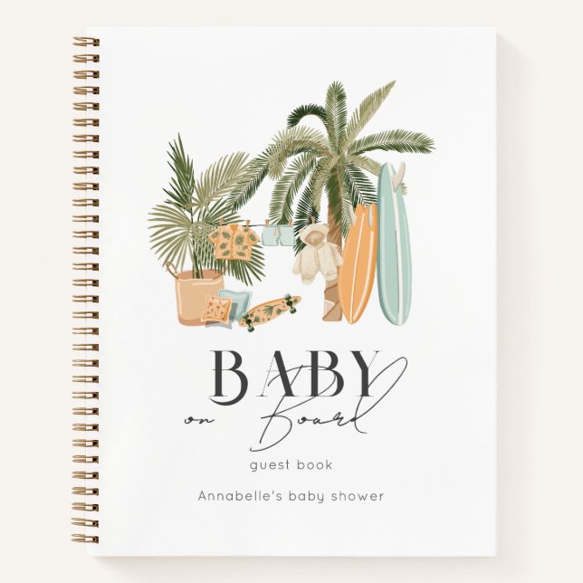 Baby on Board Palm Tree Baby shower Livre d'or (Devant)