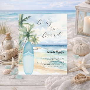 Baby on Board surf board garçon Baby shower invita