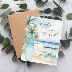 Baby on Board surf board garçon Baby shower invita
