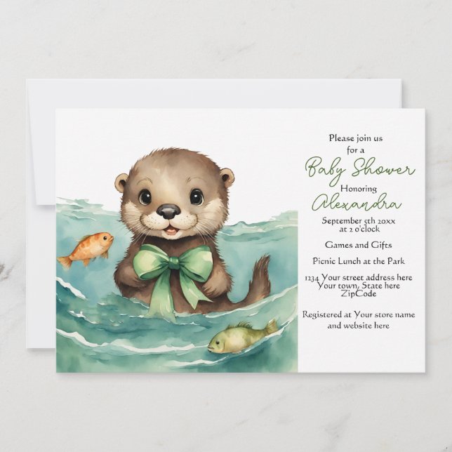 Baby Otter Genre Neutre Baby shower Invitation (Devant)