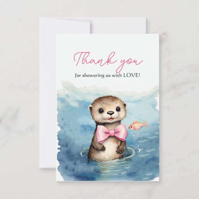 Baby Otter Girl Baby shower Merci (Devant)