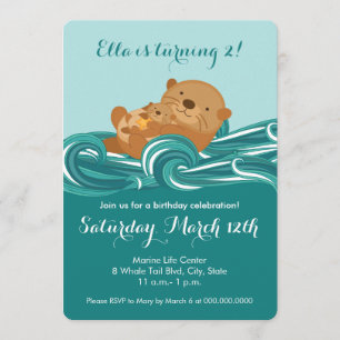 Baby Otter Invitation de fête d'anniversaire