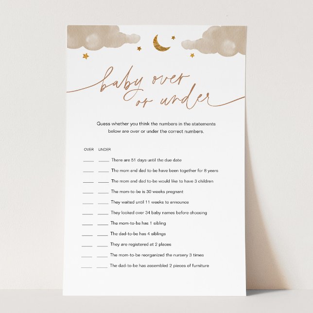 Baby Over or Under Twinkle Star Baby shower Jeu (Créateur téléchargé)