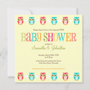 Baby Owls - Invitation à la douche pour filles et 